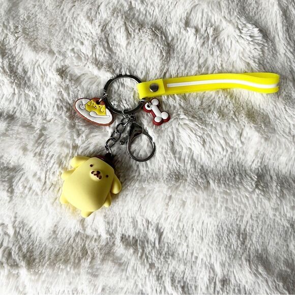 Sanrio Pompompurin Yellow Keychain Bag Charm Wristlet - Picture 2 of 3